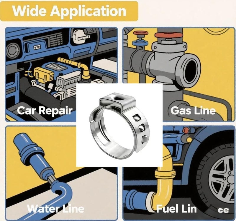 ANDILIKE 20 PCS Hose Ear Clamps 304 Stainless Steel Single Ear Hose Clamp Clip,Hose Fitting for Securing Pipe Hose 29.6mm - Image 4